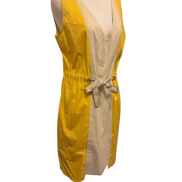 Tahari Yellow and Cream Dress size 12p - Picture 6 of 11